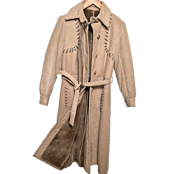 Sawyer of Napa Shearling Suede Coat Size Medium Women's Western Retro Wool EUC - Picture 1 of 16